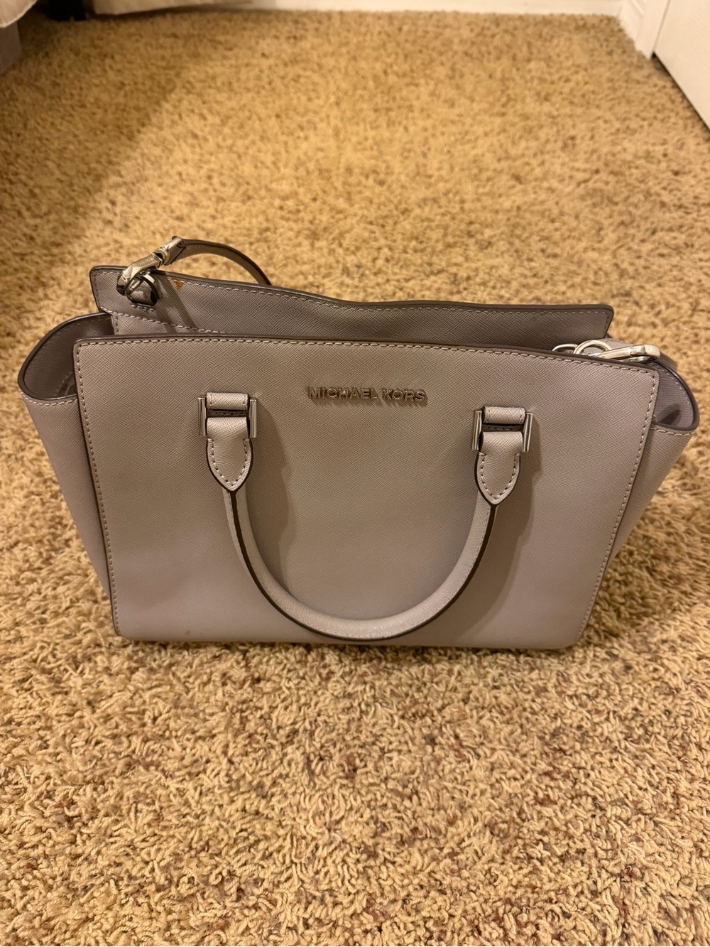 Michael Kors Gray Saffiano Leather Satchel